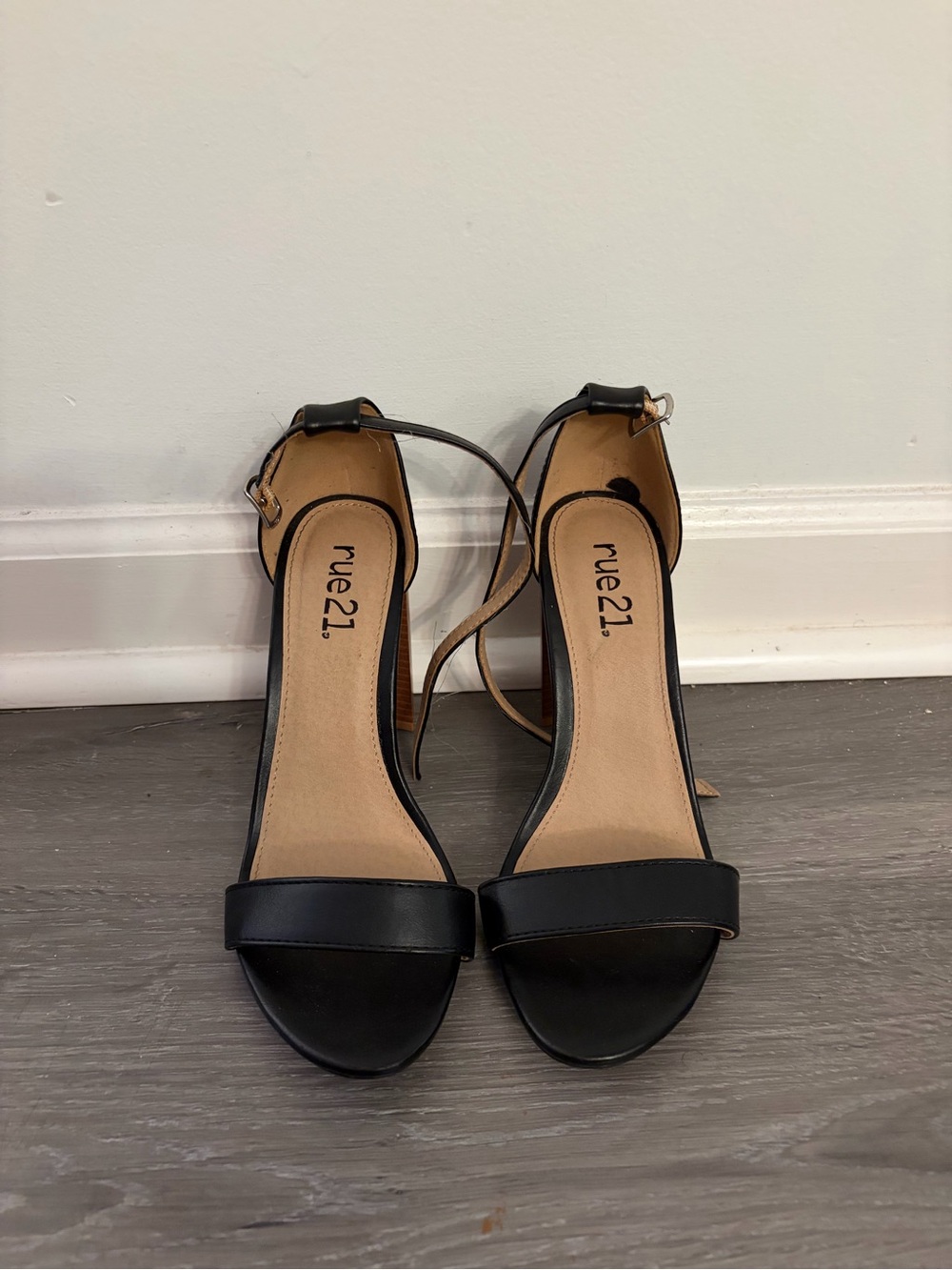 rue21 Black Open-Toe Ankle-Strap Block Heels